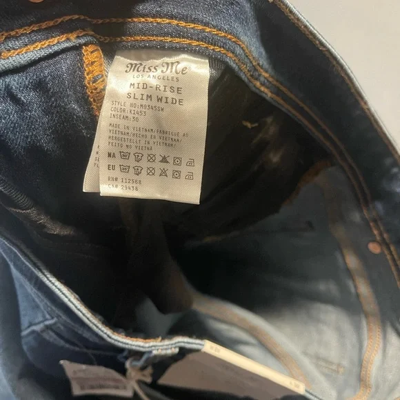 Miss Me Blue Straight Leg Jeans with Embroidered Fleur-de-Lis - Picture 10 of 13